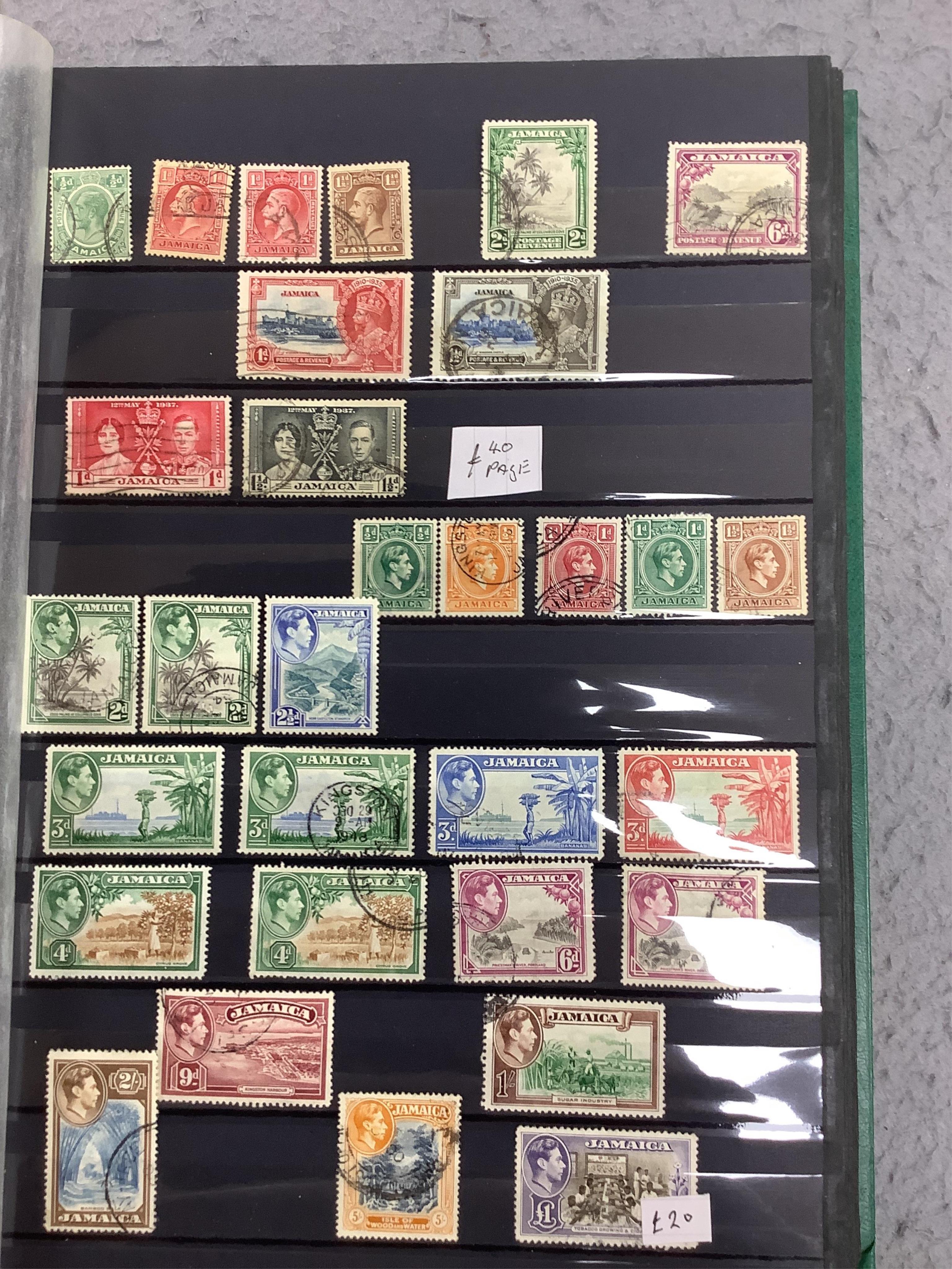 Four albums of stamps: Newfoundland, Jamaica etc (4). Condition - mostly stamp marked